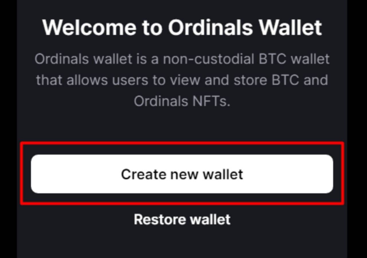 Chọn nút create new wallet