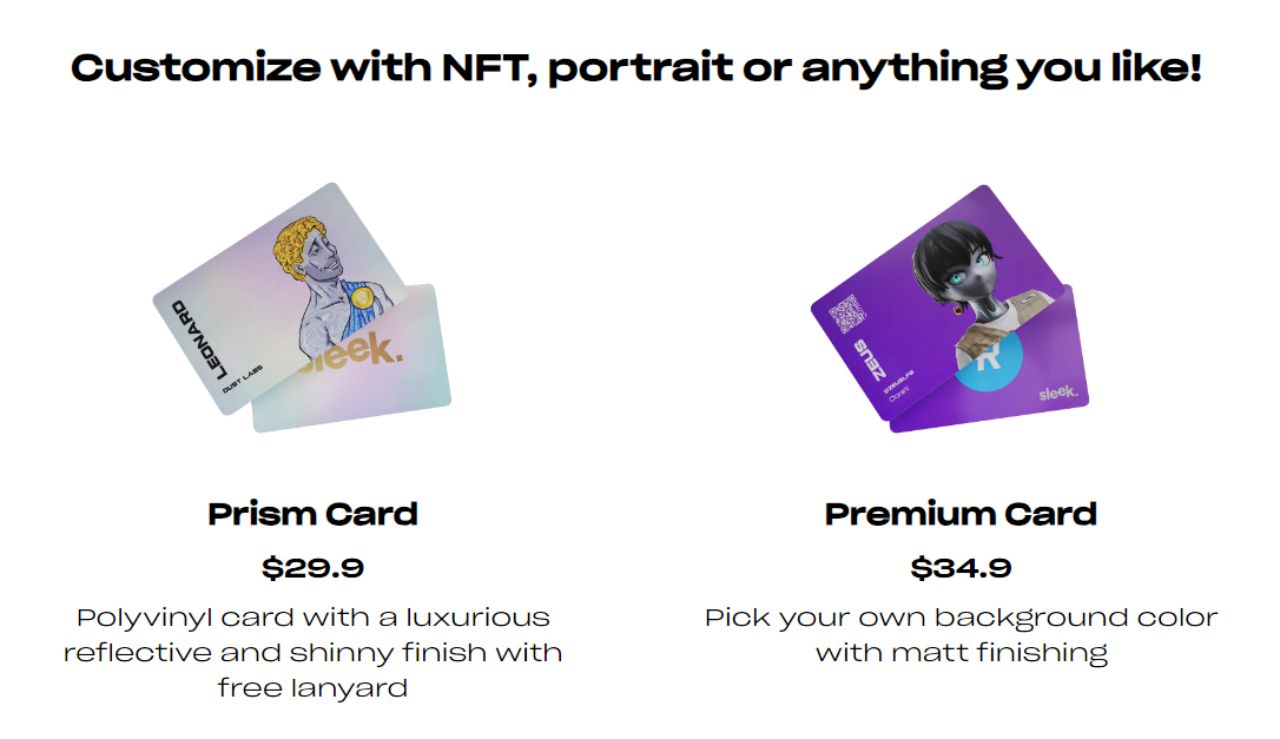 2 loại thẻ mà Sleek đang cung cấp là Prism Card và Premium Card