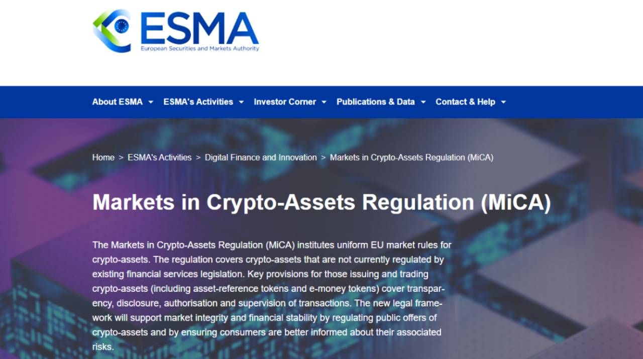 ESMA ban hành bộ quy định MiCA dành cho crypto tại châu Âu