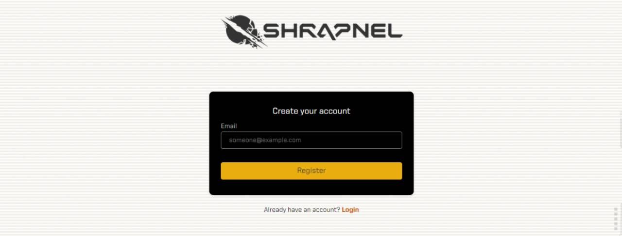 Nhập email để đăng ký SHRAPNEL