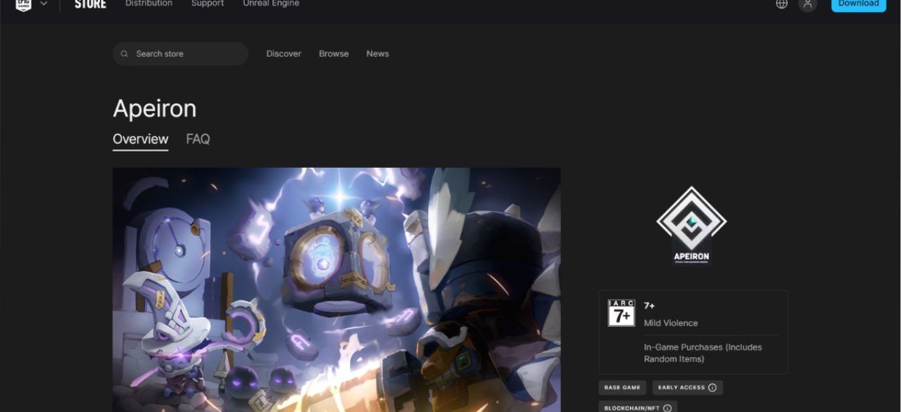 Web3 game Apeiron được ra mắt trên Epic Games Store