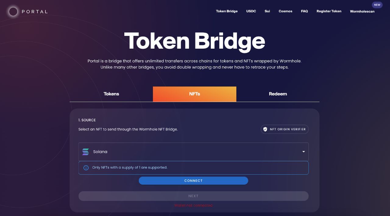Giao diện chuyển token trên Portal Bridge