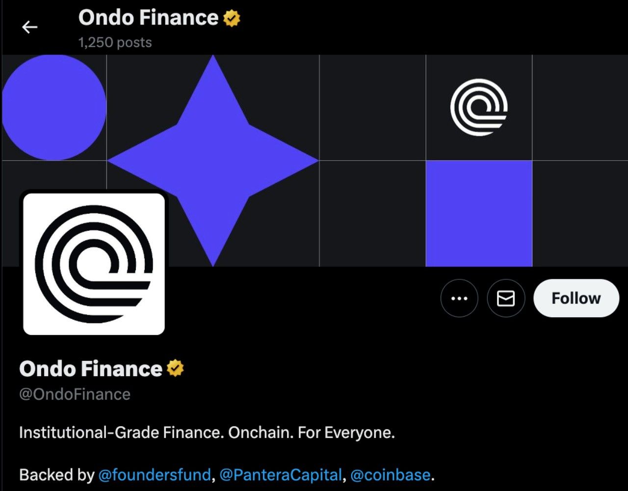 Trang chủ X của Ondo Finance