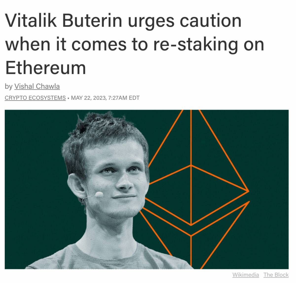 Vitalik từng kêu gọi cộng đồng cẩn trọng khi tham gia restaking trên Ethereum.