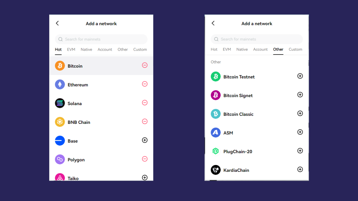 Bitget Wallet hỗ trợ multi-chain bao gồm cá EVM và non-EVM