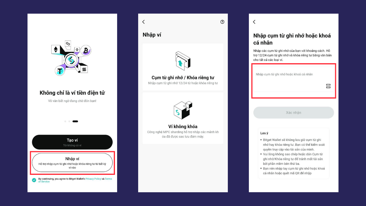 Cách import ví vào Bitget Wallet