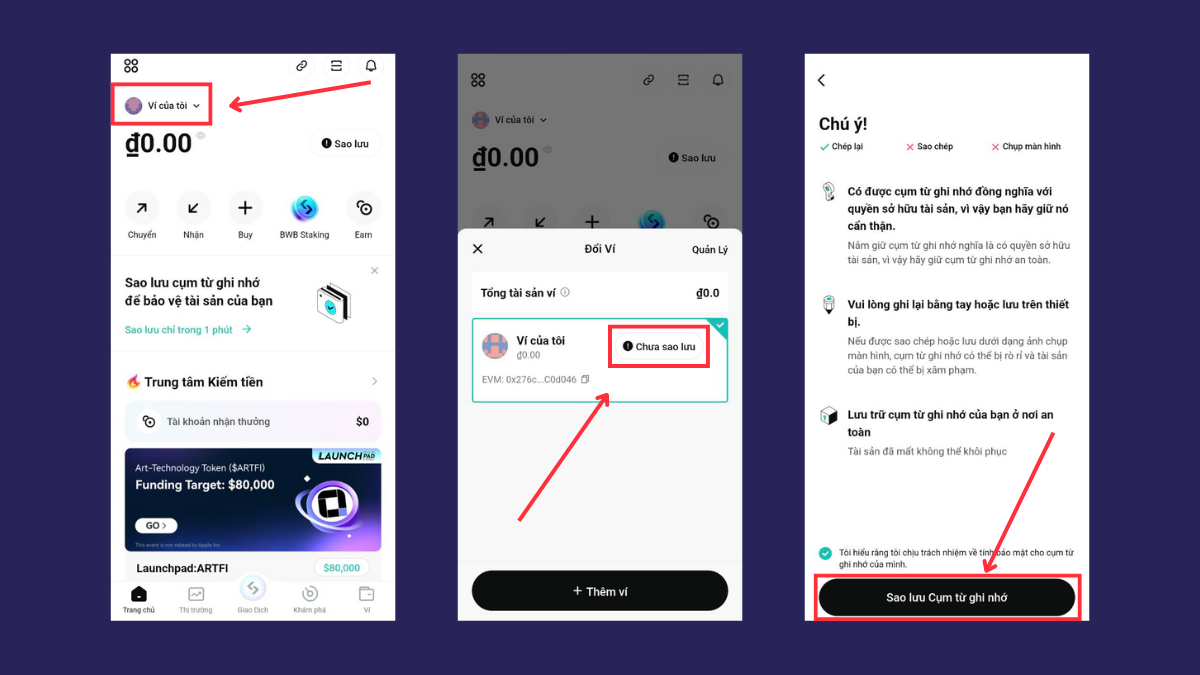 Cách tìm seed phrase trên app Bitget Wallet